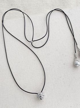 赵露思同款克拉球蜡线绳长款项链 高级感轻奢百搭叠戴锁骨链颈链