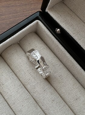 S925纯银韩版小众设计感肌理感鳞片戒指韩式时尚质感简约指环批发