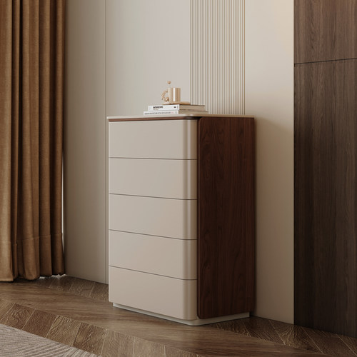 实木斗柜意式极简现代客厅靠墙置物柜卧室床尾收纳抽屉五斗六斗柜 - 图1