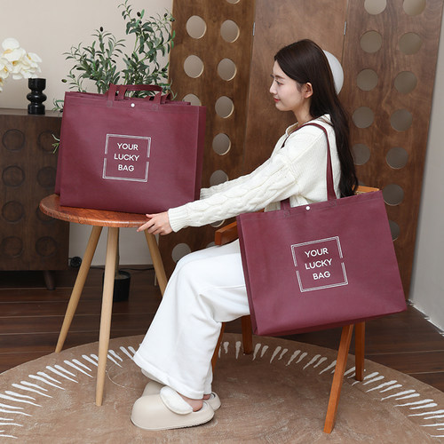 加厚立体按扣无纺布手提袋大容量手拎袋服装店手提袋子定制logo - 图2
