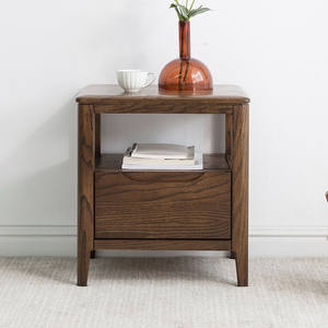 沃木实木床头柜新中式实木花架飘窗桌床头柜榫卯结构整装红橡木床