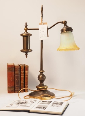 民国老上海古董铜制台灯玻璃灯罩老台灯床头灯卧室阅读灯怀旧装饰