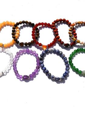 速卖通 饰品玛瑙紫晶护院手串 爱心桃心虎眼石头串珠手链