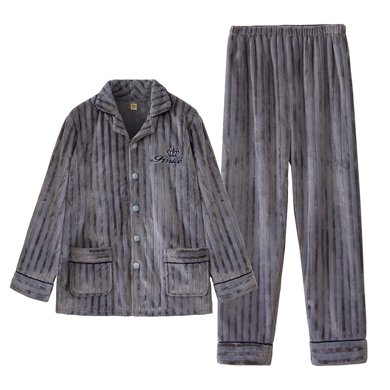 男2020网红新款加厚长袖居家冬睡衣 优美纺睡衣/家居服套装