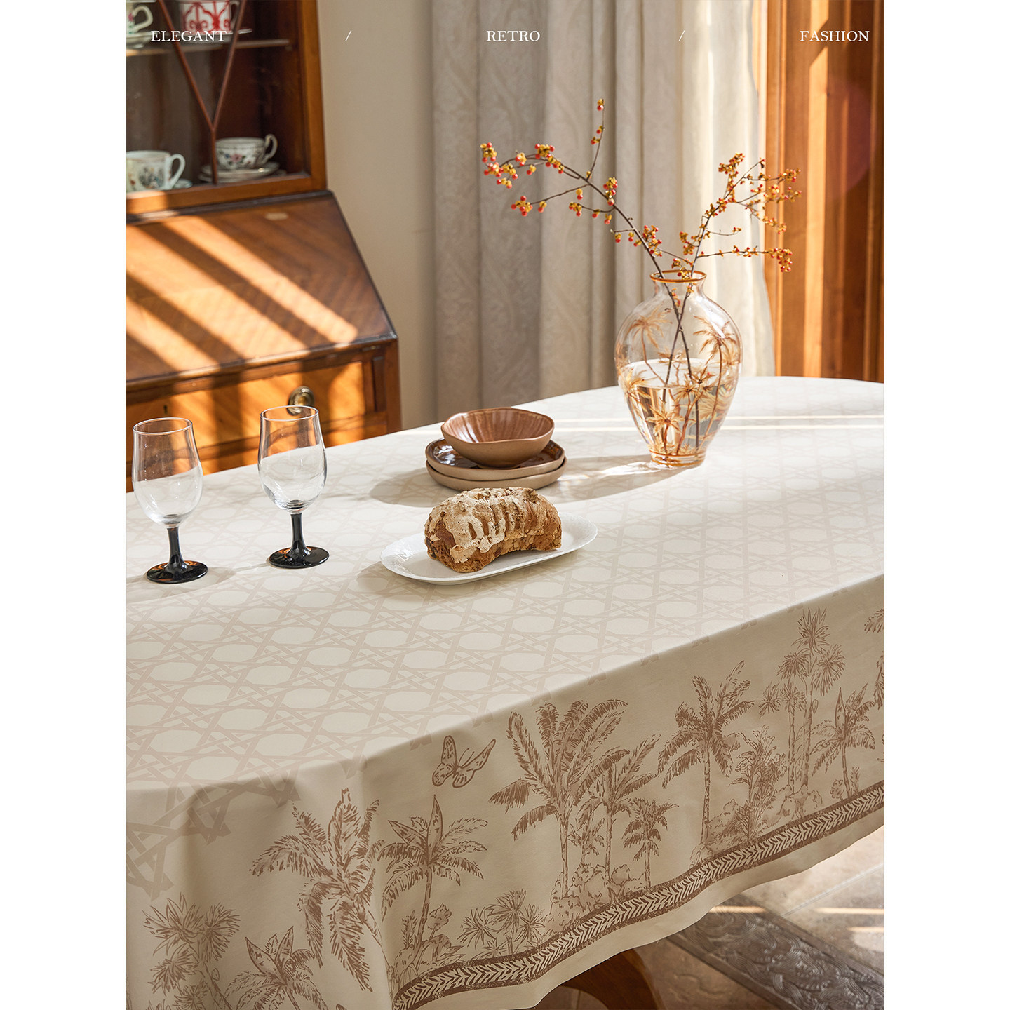 蜡笔派棕榈树皮桌布茶几餐桌台布防水防油现代轻奢百搭2025新款A,淘宝优惠券,粉丝福利购,淘宝优惠卷