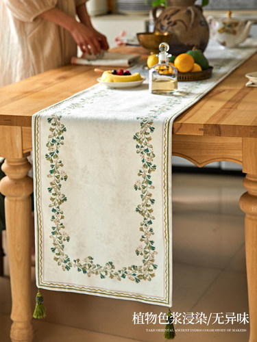 蜡笔派「山间银杏系列」桌旗餐桌布英式复古轻奢高端斗柜茶几盖布 - 图2