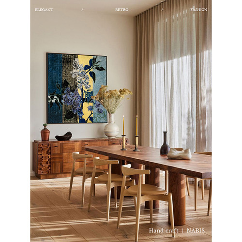 蜡笔派花朝月夕挂毯画客厅玄关装饰画法式中古风沙发边柜挂画 - 图3