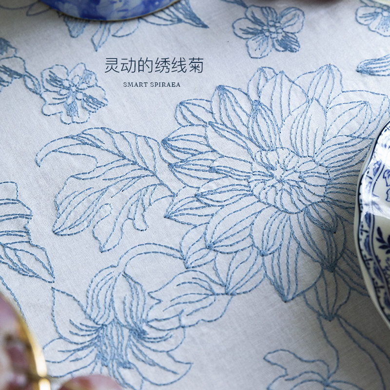 蜡笔派浮花桌布法式ins春夏圆桌布高级感田园刺绣荷叶边茶几盖布 蜡笔派家居旗舰店 淘优券