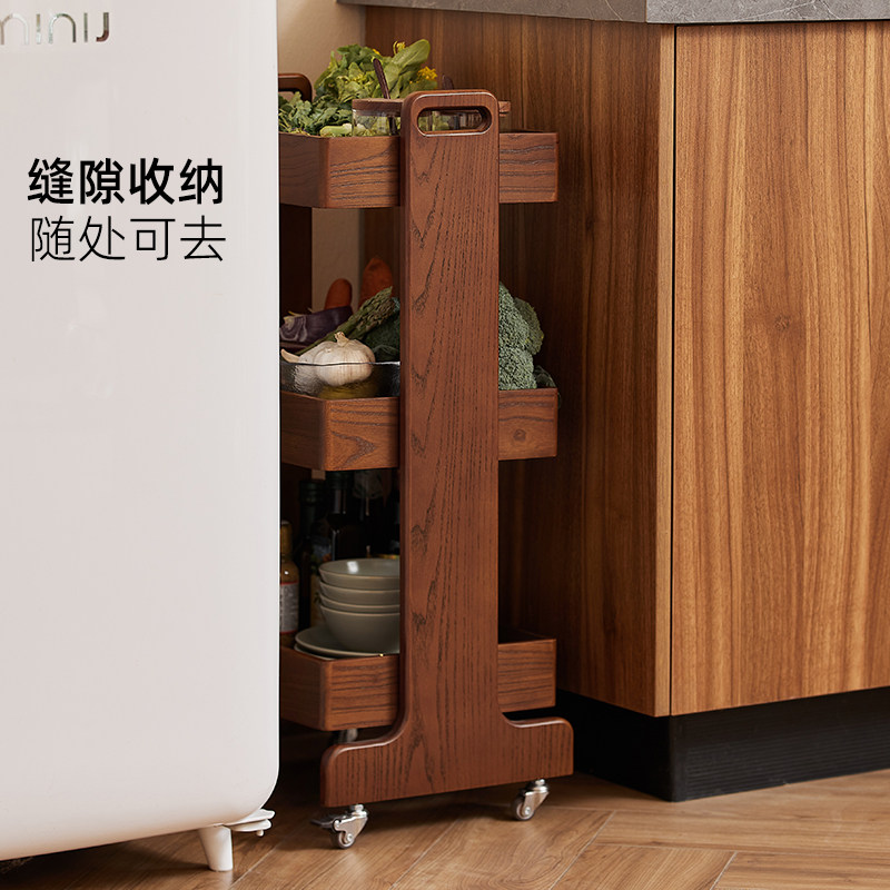 绿朵实木推车零食置物架客厅可移动沙发下午茶边几厨房果蔬收纳架,淘宝优惠券,粉丝福利购,淘宝优惠卷