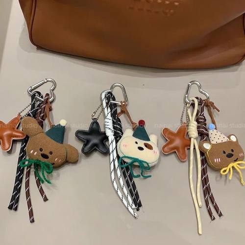 miu系可爱毛绒小熊挂件女风登山绳手绳卡通玩偶包包挂件书包挂饰 - 图0