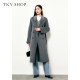 [100%绵羊毛]TKY SHOP经典双排扣长款大衣女冬新款老钱风毛呢外套