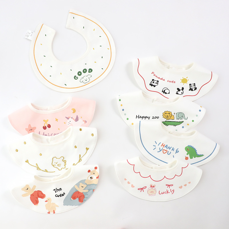 Baby bibs, baby cartoon embroidery waterproof bibs, newborn combed cotton saliva napkins, children's bibs, eating pockets
