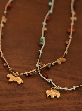 贰狸小马复古小马手工编织串珠项链新中式精致高级感原创小众