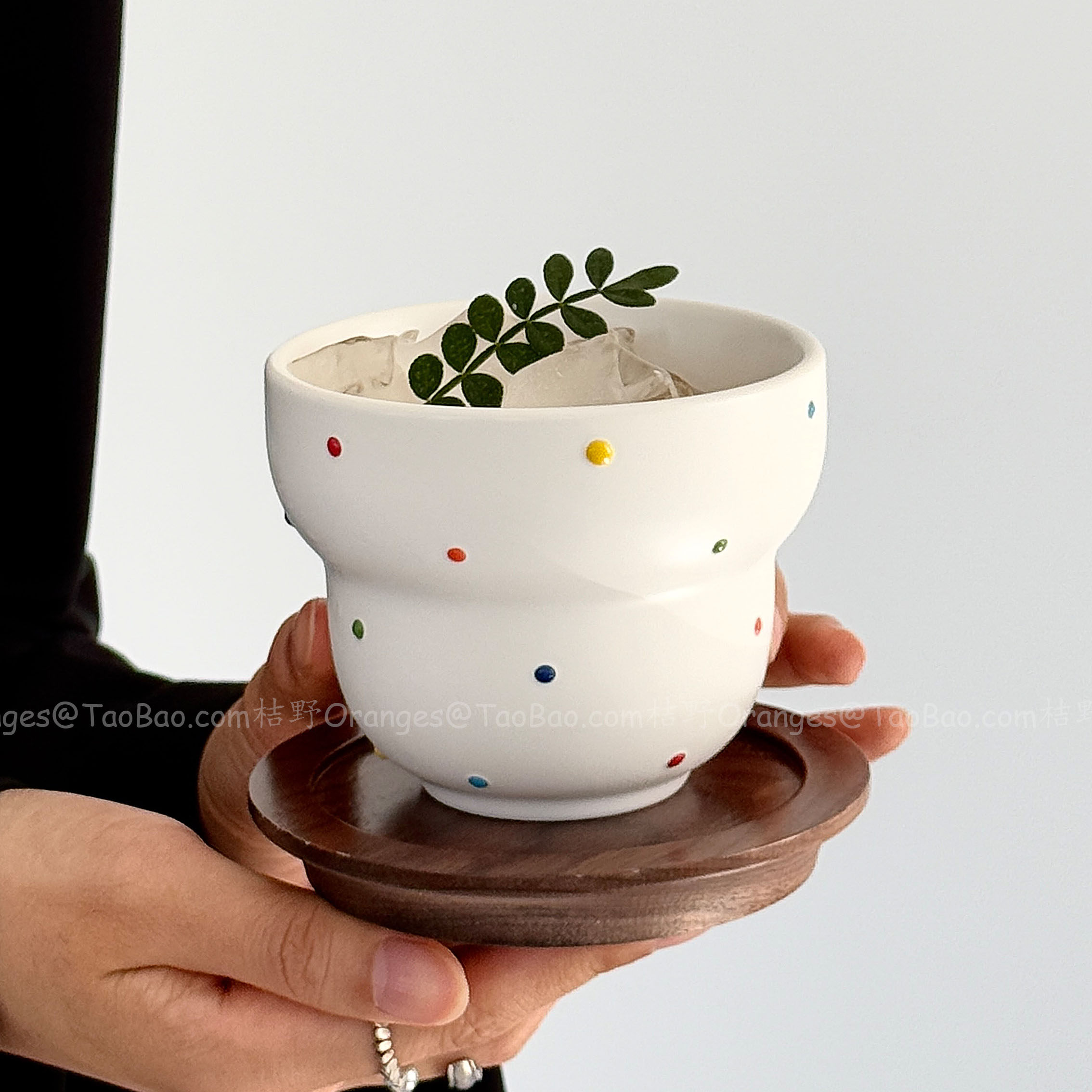 Oranges浮雕糖豆陶瓷手握杯哑光白咖啡杯拉花拿铁杯水杯小众礼物 - 图3