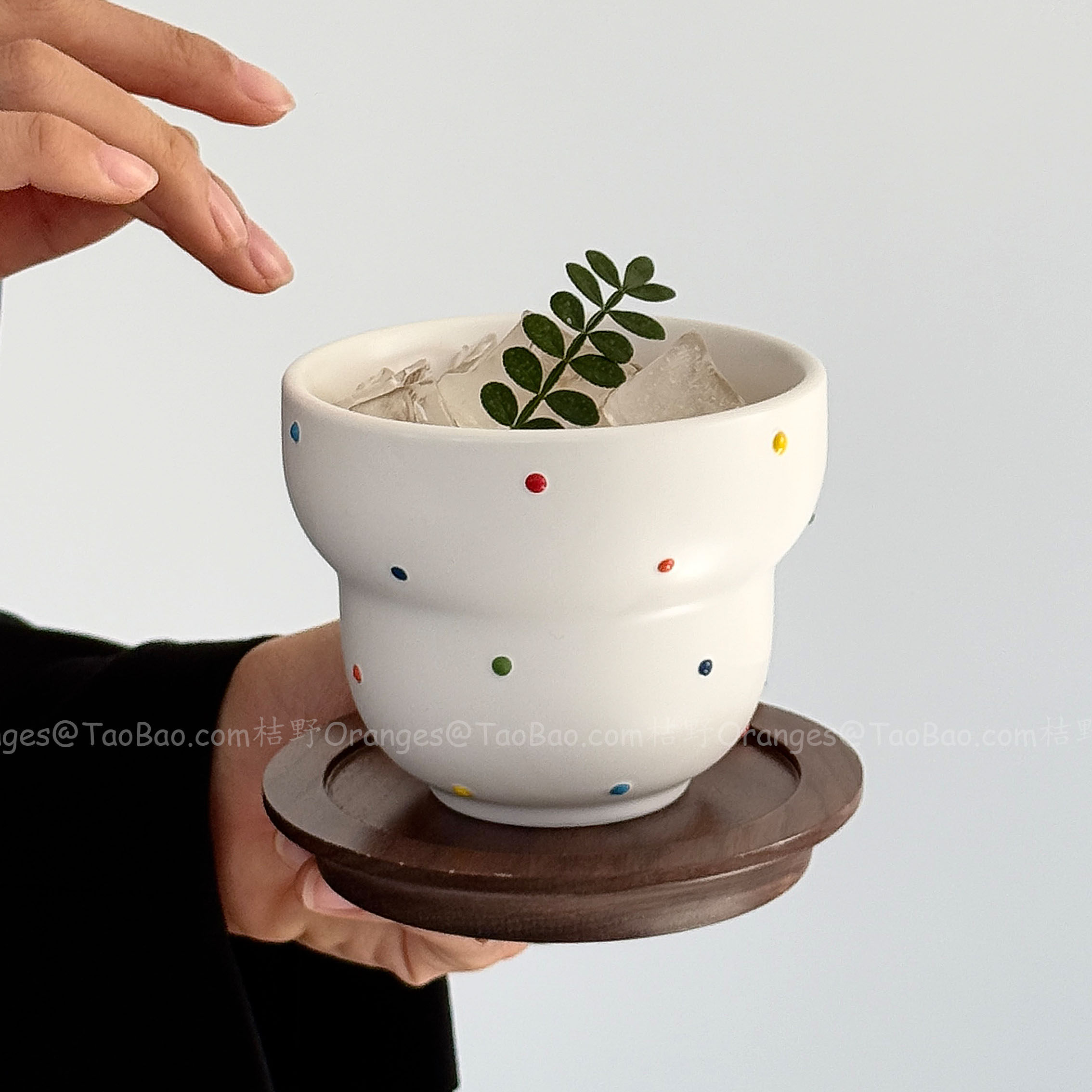 Oranges浮雕糖豆陶瓷手握杯哑光白咖啡杯拉花拿铁杯水杯小众礼物 - 图2