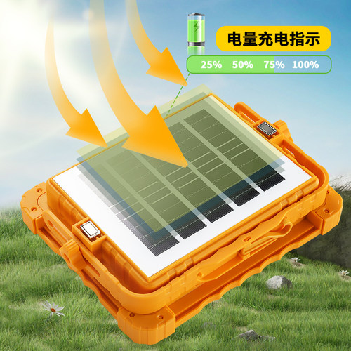 太阳能LED充电灯泡夜市摆地摊防水移动手提灯户外露营应急照明灯 - 图2