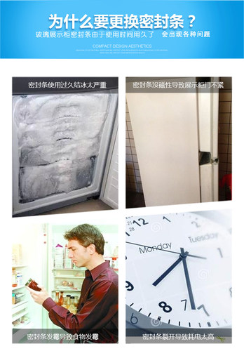 超市商场展示柜玻璃柜强磁环保密封条门胶条密封圈 - 图2