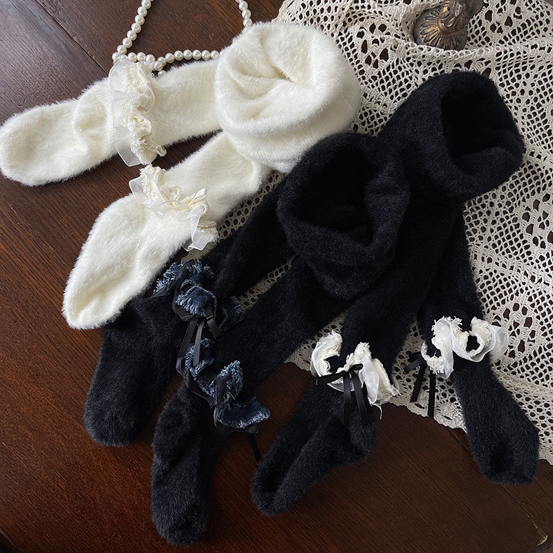 冬季女童加厚打底裤中小童花边蝴蝶结獭兔毛打底袜女宝宝连裤袜子,淘宝优惠券,粉丝福利购,淘宝优惠卷