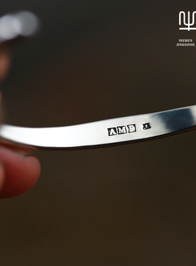 925银手镯牛钝精工印第安