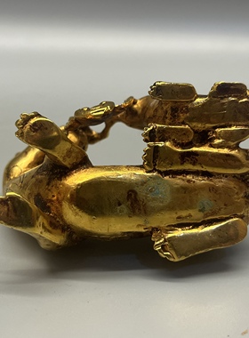 金兽镇纸 铜器镇纸 文房四宝 书房用品 铜鎏金器实用收藏把玩馈赠