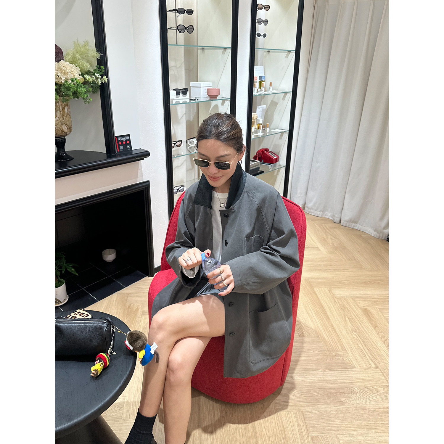 YANGLE_皮领风衣外套女2025新款秋季韩系高级宽松休闲中长款上衣,淘宝优惠券,粉丝福利购,淘宝优惠卷