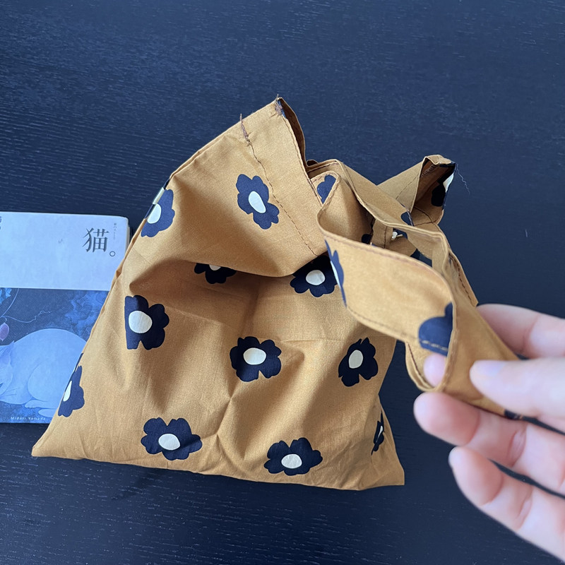 夏季新款日系慵懒薄棉软布包姜黄色女士手拎包迷你遛弯包手提袋,淘宝优惠券,粉丝福利购,淘宝优惠卷