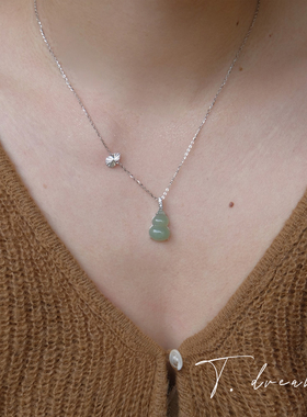 nicedream原创玉葫芦通体银项链