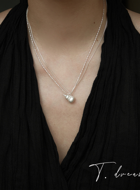 nicedream拉丝锆石宝葫芦长项链