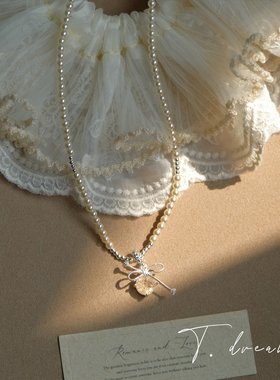 nicedream法式纯欲珍珠爱心项链