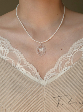 仲夏夜之梦蕾丝镂空白蝶贝项链