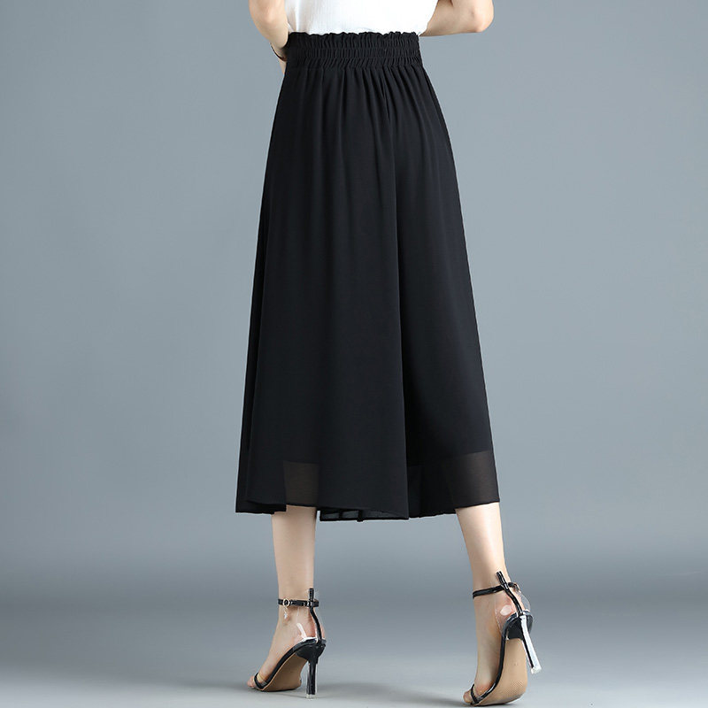 夏季2023新款高腰宽松垂感雪纺裙裤 倩芭兰休闲裤