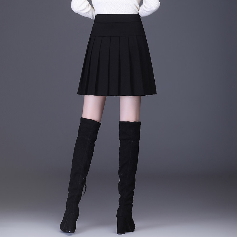 秋冬jk 2021洋气百搭小黑裙子百褶裙 倩芭兰半身裙