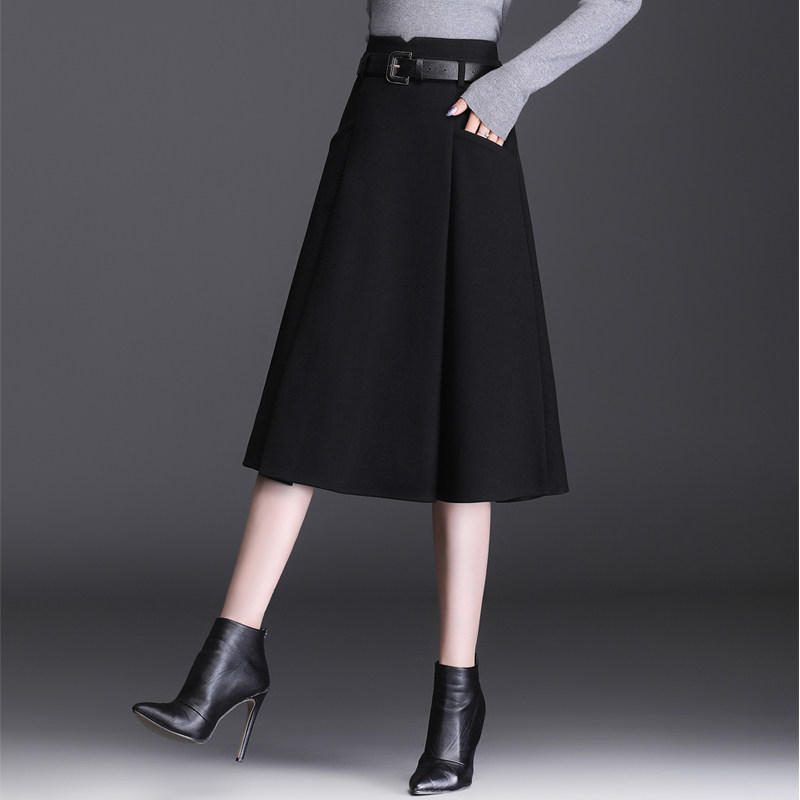 毛呢伞裙半身裙女秋冬2021 a字裙 倩芭兰半身裙