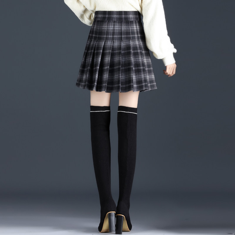 百褶秋冬季学院风jk格子裙半身裙裤 倩芭兰半身裙