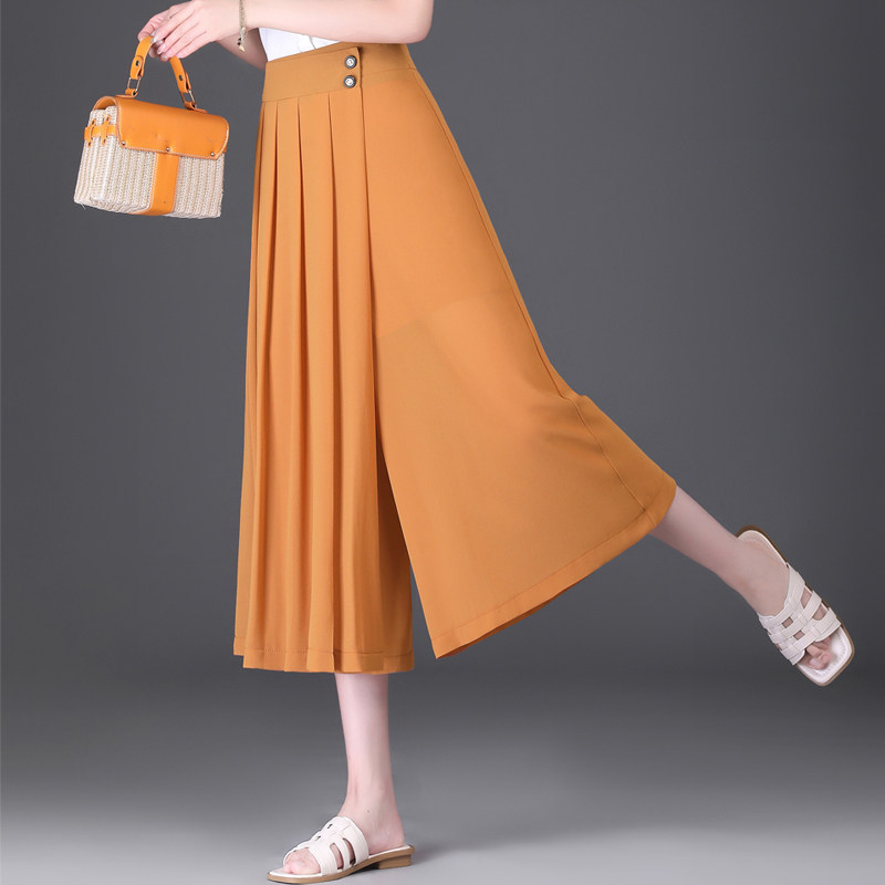 雪纺夏季宽松2023新款垂感七分裤 倩芭兰休闲裤