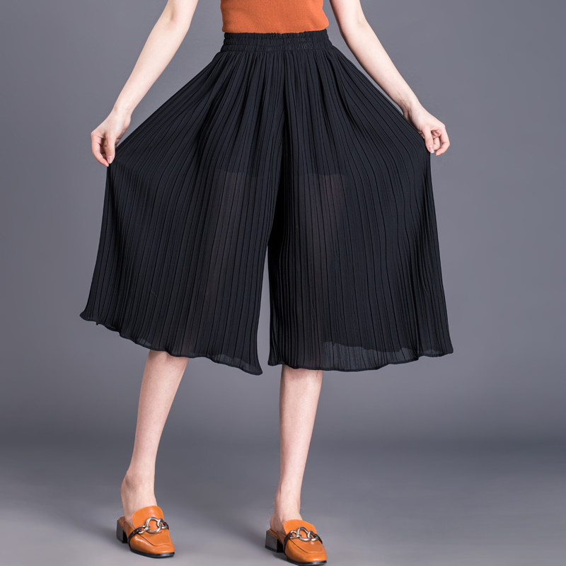 百褶裙夏季宽松雪纺2023新款阔腿裤 倩芭兰休闲裤