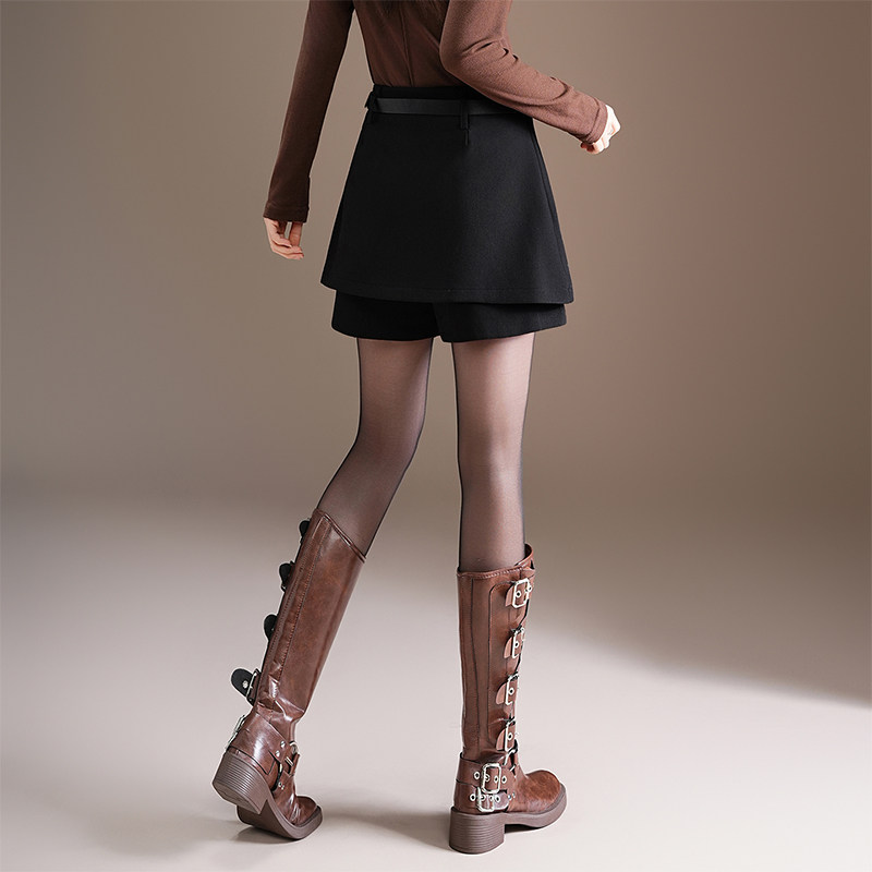 时髦减龄a字短裙裤女2025秋冬新款高腰显瘦减龄百搭休闲阔腿靴裤,淘宝优惠券,粉丝福利购,淘宝优惠卷