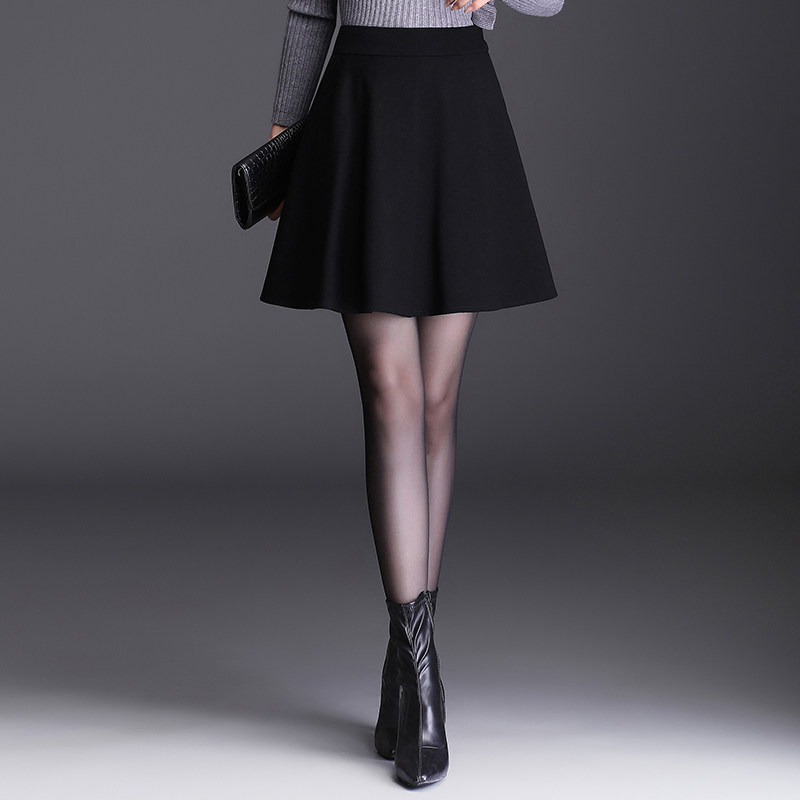 毛呢a字裙秋冬2021百搭小显瘦短裙 倩芭兰半身裙