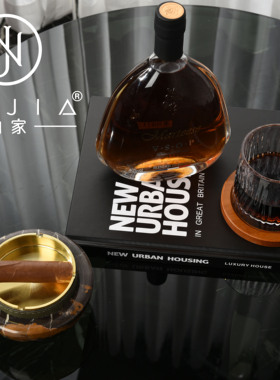 罗曼提新款样板间梅根黑色烟灰缸客厅茶几边几边柜酒店饰品摆件