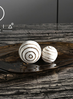 罗曼提现代样板间花艺布鲁酒具玻璃水晶果盘客厅餐厅组合饰品摆件