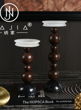 罗曼提海派中古风创意花艺饰品黑编织纹托盘样板间餐厅餐桌售楼处