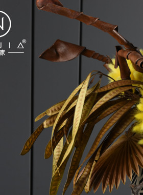 罗曼提新中式样板间花艺金属饮水马饰品摆件客厅电视玄关摆放组合