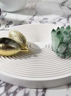 罗曼提现代样板间花艺珠心算盘天然绿色晶石饰品摆件客厅茶几组合