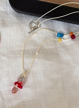 夏天长款多巴胺串珠挂脖项链