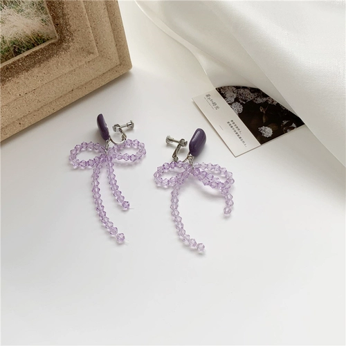 Брендовые серьги с кварцем с бантиком, серебро 925 пробы