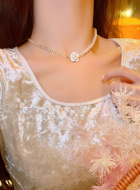 棉条虫合金合金女山茶花项链