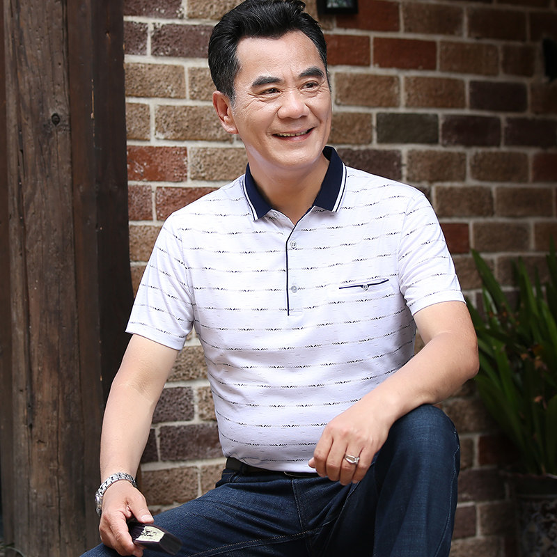 爸爸夏装短袖夏季男士体恤polo衫 进财企鹅T恤
