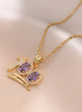 项链女网红日韩风爱你满分恋人吊坠锆石潮网红时尚小众设计锁骨链