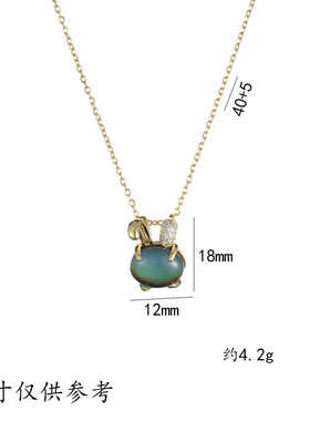 项链女网红感温变色兔子锆石小众新款设计感吊坠气质跨境钛钢项链