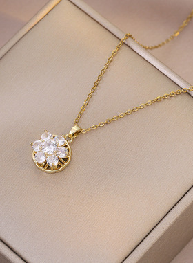 项链女 网红ins潮跨境三件套旋转耳环戒指套装项链微镶锆石锁骨链